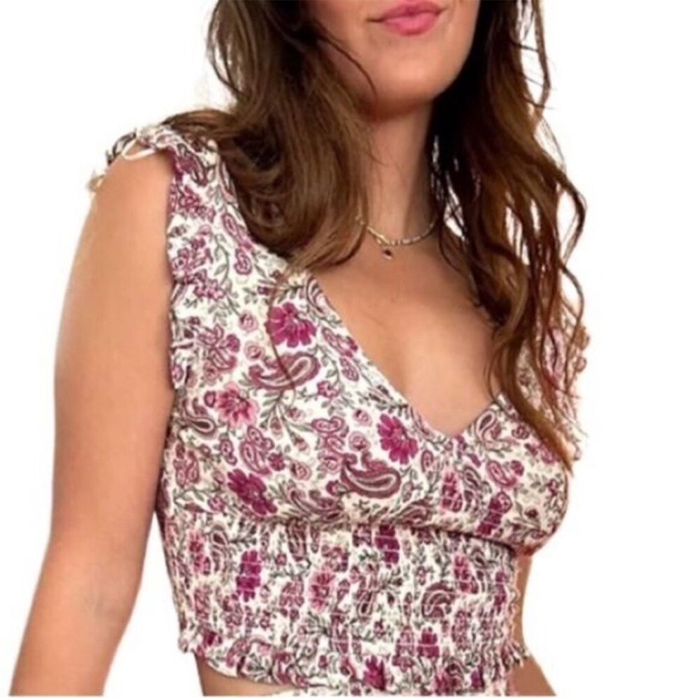 Patrons of Peace Boho Floral Paisley Crop Top/Size Large